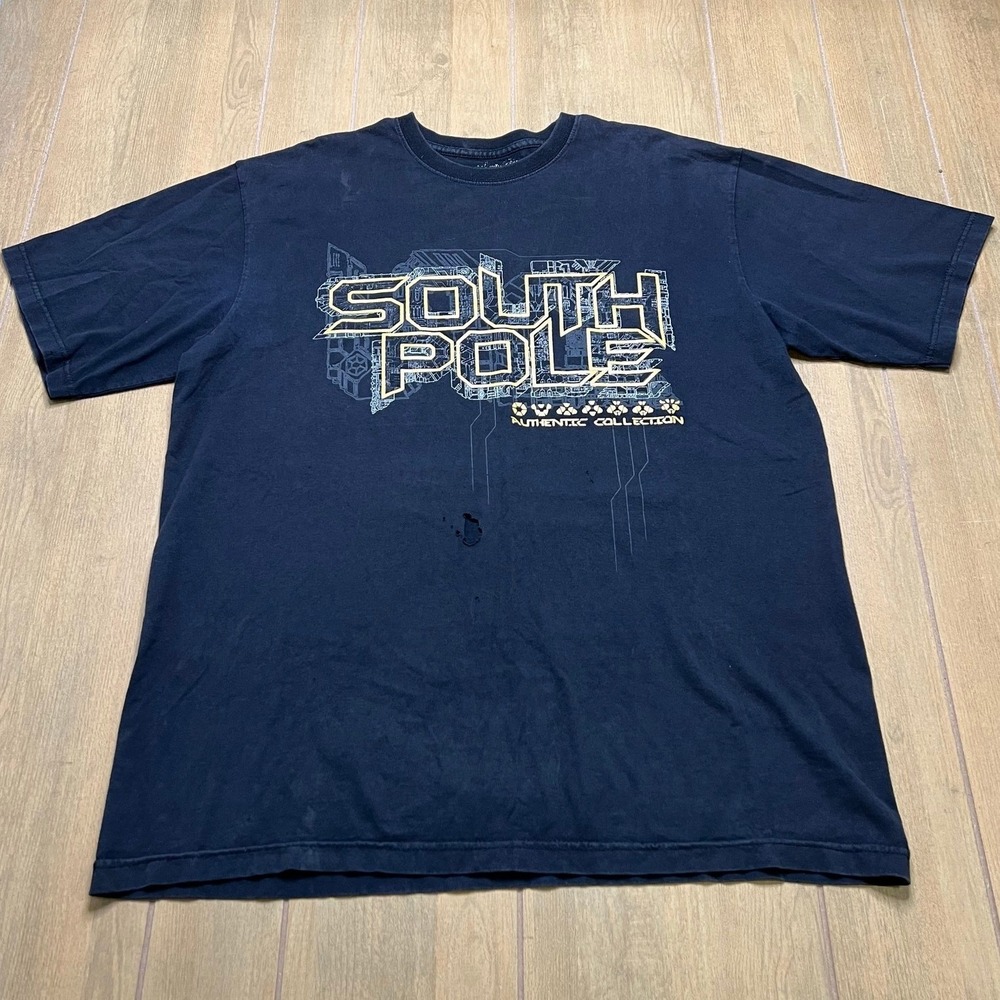Southpole Graphic T-Shirt Mens‎ XL Navy Blue Authentic Collection Y2K Distressed
